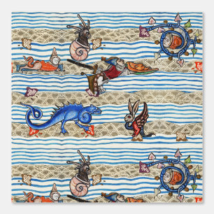 MIDDELEEUWS BESTIARIUM, ZEE MONSTERS FANTASIEDIERE BEHANG