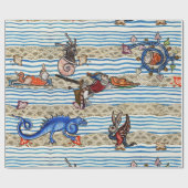 MIDDELEEUWS BESTIARIUM, ZEE MONSTERS FANTASIEDIERE CADEAUPAPIER (Vlak)