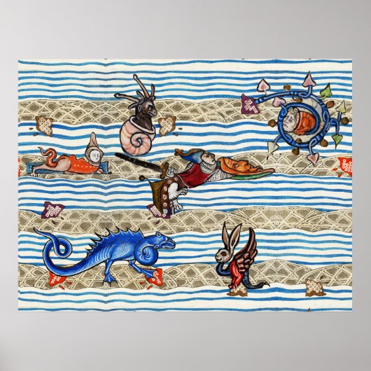 MIDDELEEUWS BESTIARIUM, ZEE MONSTERS FANTASIEDIERE POSTER (Voorkant)