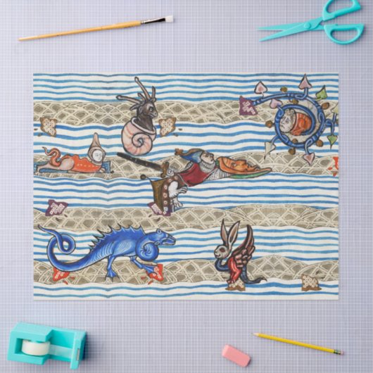 MIDDELEEUWS BESTIARIUM, ZEE MONSTERS FANTASIEDIERE TISSUEPAPIER (Craft)