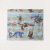 MIDDELEEUWS BESTIARIUM, ZEE MONSTERS FANTASIEDIERE WANDKLEED (Voorkant (horizontaal))