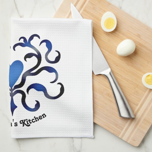 Middeleeuws blauw hart theedoek (Quarter Fold)