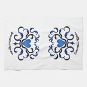 Middeleeuws blauw hart theedoek (Horizontaal)