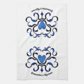 Middeleeuws blauw hart theedoek (Verticaal)