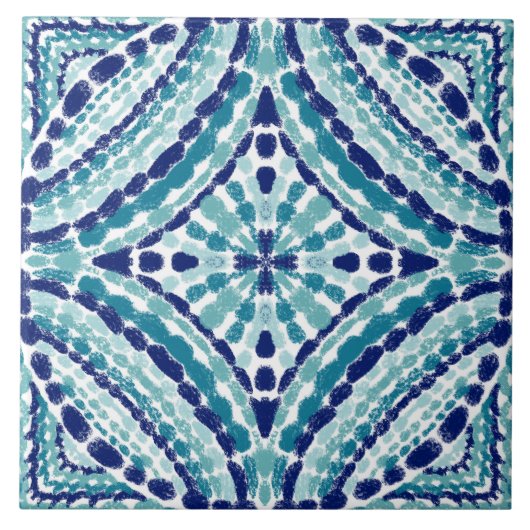 Middeleeuws blauw turquoise mozaïeken met de hand tegeltje (Voorkant)
