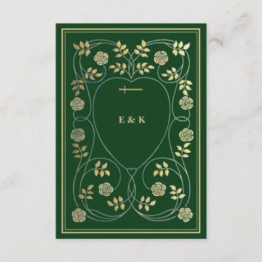 Middeleeuws Bloemenharten en Zwaard Goud Detail RS Informatiekaartje (Voorkant)