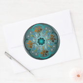 Middeleeuws bloemenpatroon ronde sticker (Envelop)