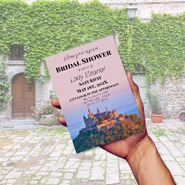 Middeleeuws Castle Fantasy Roze Vrijgezellenfeest Kaart