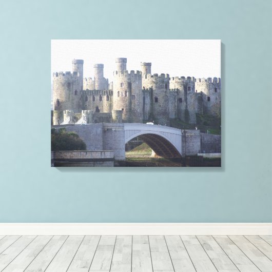Middeleeuws Conwy kasteeldoek Canvas Afdruk (Insitu (Houten vloer))