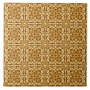 Middeleeuws Damast fleur-DE-Lis, koper en room Tegeltje