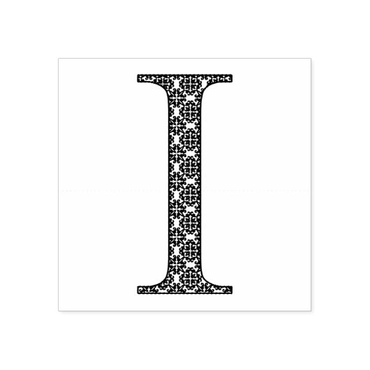 Middeleeuws Damast Monogram Letter I Rubberstempel (Afrduk)