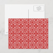 Middeleeuws damastpatroon, rood en wit briefkaart (Voorkant / Achterkant)