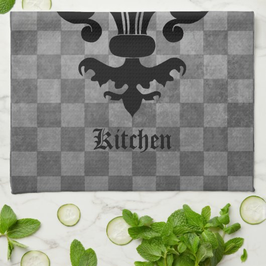 Middeleeuws dambord fleur de lis theedoek (Gevouwen)