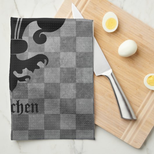 Middeleeuws dambord fleur de lis theedoek (Quarter Fold)