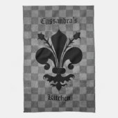 Middeleeuws dambord fleur de lis theedoek (Verticaal)