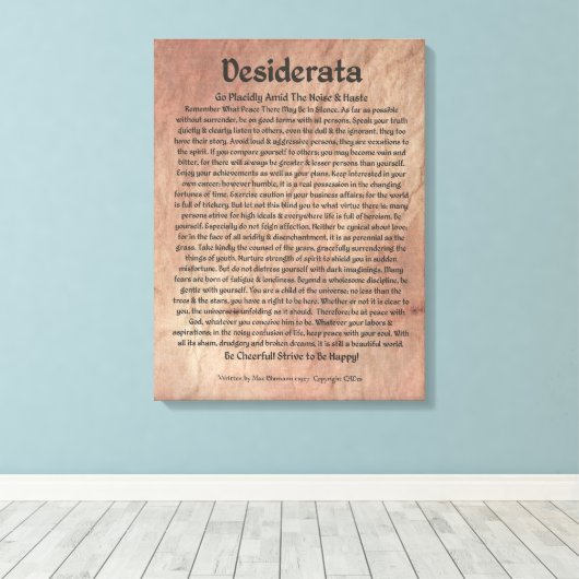Middeleeuws DESIDERATA Poster Max Ehrmann-Mars Sto Canvas Afdruk (Insitu (Houten vloer))