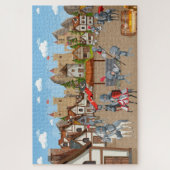 Middeleeuws dorps kasteel ridders legpuzzel (Verticaal)