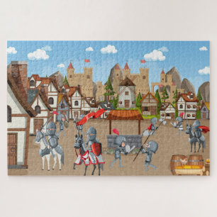 Middeleeuws dorpscastrum ridders  legpuzzel