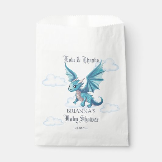 Middeleeuws dragon baby shower geeft de voorkeur a bedankzakje (Voorkant)