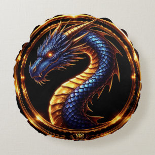 ✨ Middeleeuws Draken Edelsteen Embleem ✨ Rond Kussen