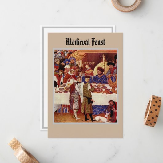 Middeleeuws Feest Flat Note Kaart Notitiekaartje (Voorkant / Achterkant in situ)