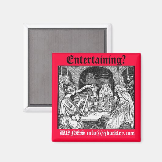 middeleeuws feest, vermakelijk?, WIJNEN info@jj... Magneet (Voorkant / Achterkant)
