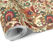 Middeleeuws geïnspireerd bloemmotief Paisley Cadeaupapier (Rol Hoek)