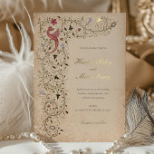 Middeleeuws geïnspireerde gouden bruiloft scrollw folie uitnodiging