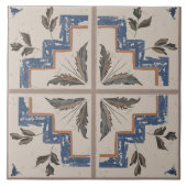 Middeleeuws geïnspireerde tegel met botanische mot tegeltje (Voorkant)