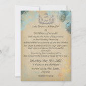 Middeleeuws goud groen marmeren perkament bruiloft kaart (Voorkant)