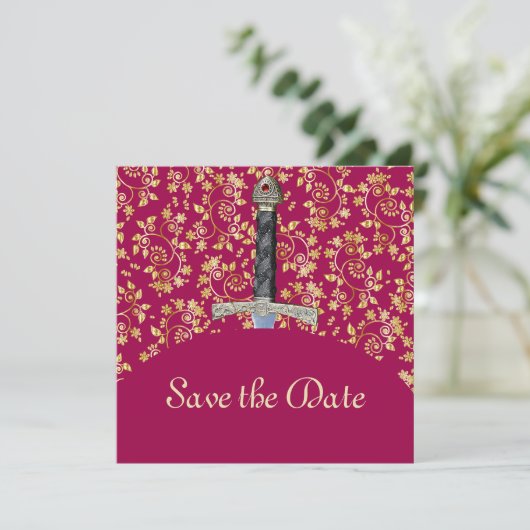 Middeleeuws goud sparen de datum save the date (Staand voorkant)