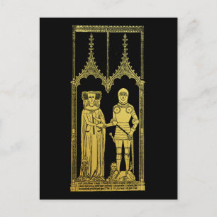 Middeleeuws Graf Messing Rubbing Knight, Dame en K Briefkaart