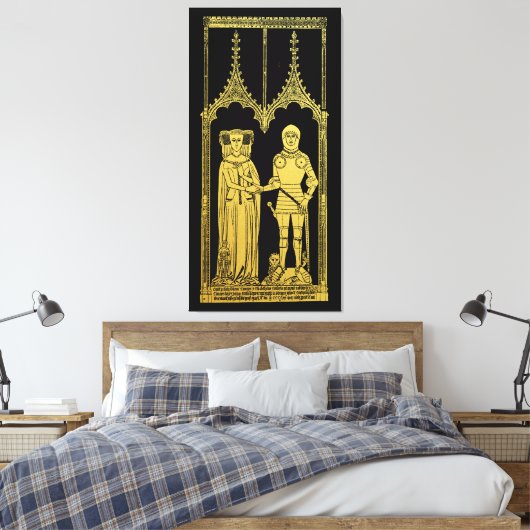 Middeleeuws Graf Messing Rubbing Knight, Dame en K Canvas Afdruk (Insitu (Slaapkamer))