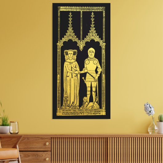 Middeleeuws Graf Messing Rubbing Knight, Dame en K Canvas Afdruk (Insitu (Woonkamer))