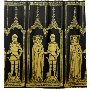 Middeleeuws Graf Messing Rubbing Knight, Dame en K Douchegordijn