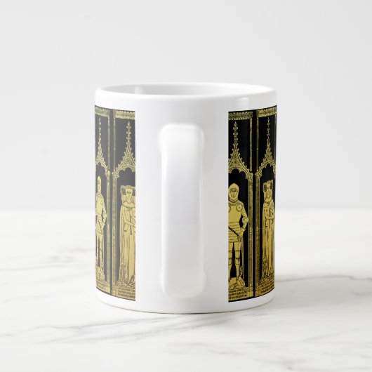 Middeleeuws Graf Messing Rubbing Knight, Dame en K Grote Koffiekop (Achterkant)