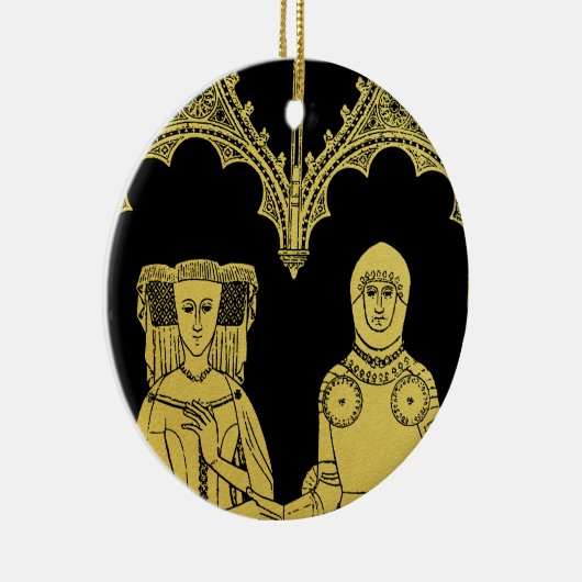 Middeleeuws Graf Messing Rubbing Knight, Dame en K Keramisch Ornament (Rechts)