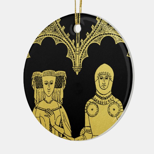 Middeleeuws Graf Messing Rubbing Knight, Dame en K Keramisch Ornament (Links)