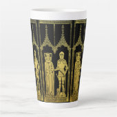 Middeleeuws Graf Messing Rubbing Knight, Dame en K Latte Mok (Voorkant)