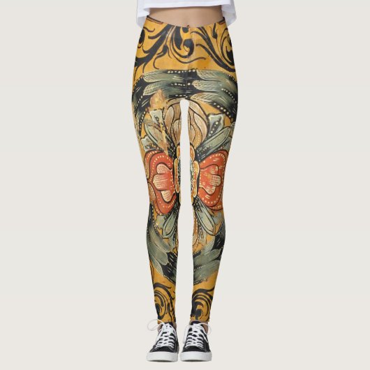 middeleeuws houtsschilderkunst  Gothische hist Leggings (Voorkant)