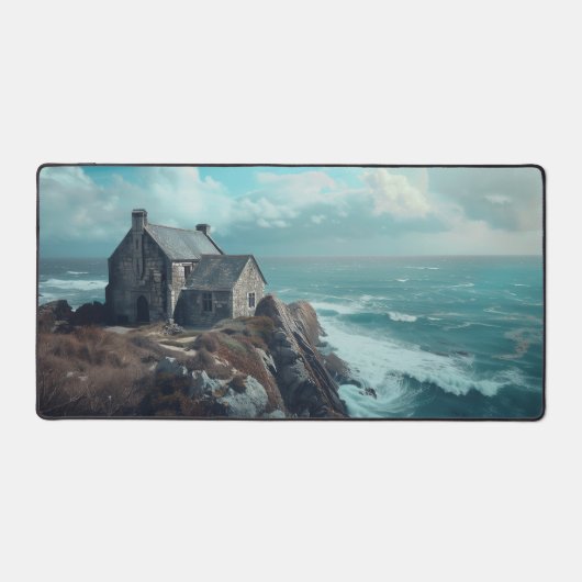 Middeleeuws huisje op een klif bureaumat (Voorkant)