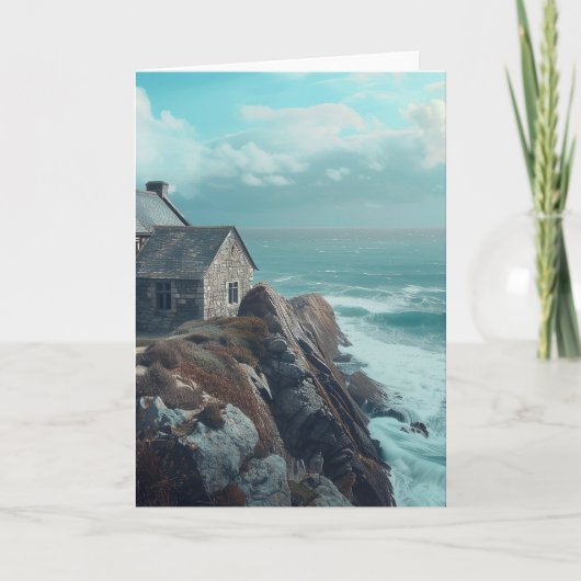 Middeleeuws huisje op een klif kaart (Voorkant)