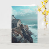 Middeleeuws huisje op een klif kaart (Gele Bloem)