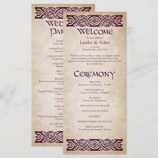 Middeleeuws huwelijksprogramma (Voorkant / Achterkant)