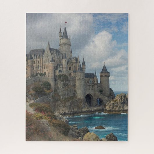 Middeleeuws Kasteel aan de Zee Legpuzzel (Verticaal)
