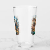 Middeleeuws kasteel bij een rustige rivier bij zon glas (Rechts)