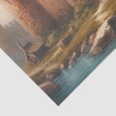 Middeleeuws kasteel bij een rustige rivier bij zon tissuepapier (Detail)