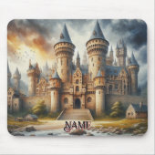 Middeleeuws kasteel bij zonsondergang met sfeervol muismat (Voorkant)