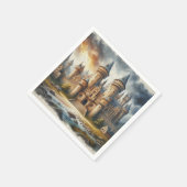 Middeleeuws kasteel bij zonsondergang met sfeervol servet (Hoek)