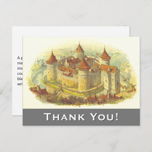 Middeleeuws kasteel "Dank u!" Briefkaart (Voorkant / Achterkant)